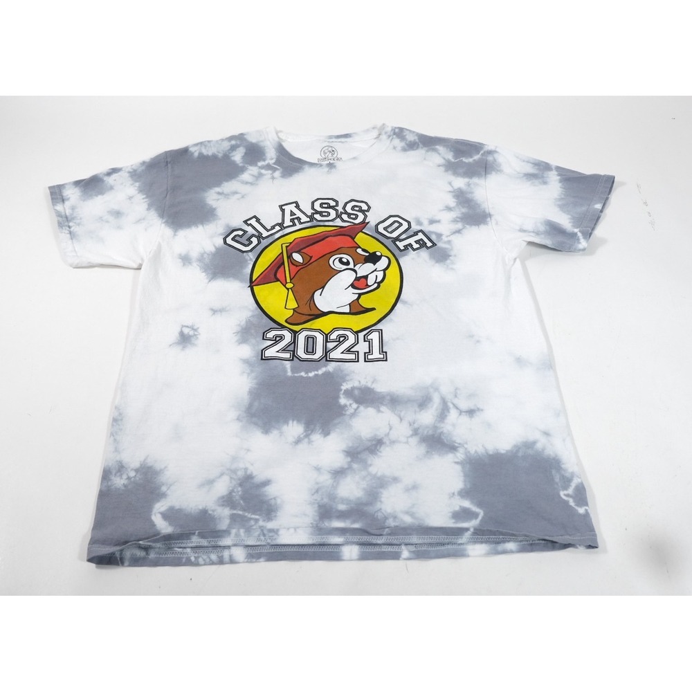 Buc-ee's T-Shirt Unisex Large Gray Class Of 2021 Tie Dye Most Eager To Graduate
